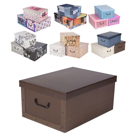 3 Underbed Collapsible Cardboard Storage Boxes Lightweight With Lids & Handles | eBay