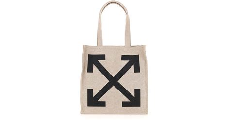 Off White Co Virgil Abloh Cotton Logo Printed Open Top Shopping Bag In