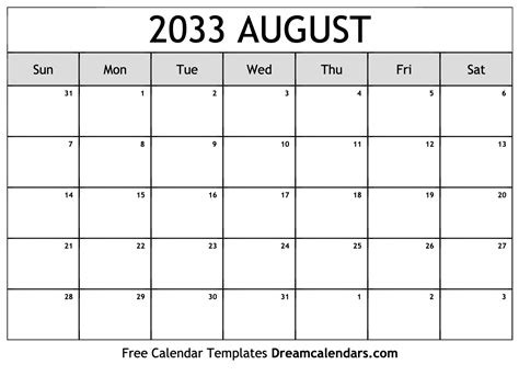 Printable Blank August Calendar Printable Word Searches