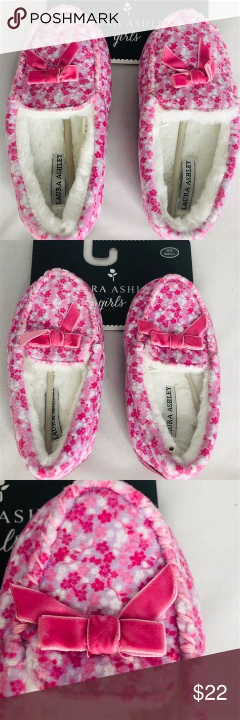 Laura Ashley Girls Pink Floral Glitter Slippers Laura Ashley Shoes