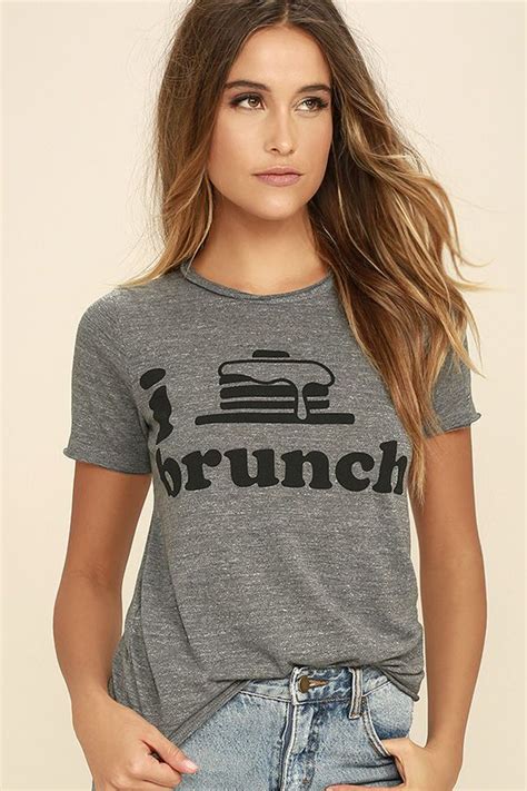 Chaser I Heart Brunch Heather Grey Tee Heather Gray Tee T Shirts For Women Women