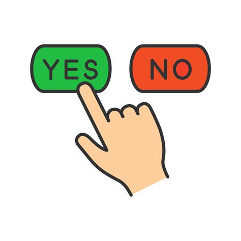 Yes Or No Click Color Icon Accept And Decline Buttons Hand Pressing
