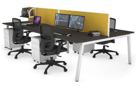 Quadro 4 Person Office Workstations 1800l X 800w With Cable Scallop