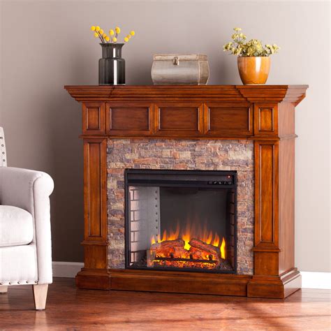 Three Posts Winterstown Simulated Stone Convertible Electric Fireplace