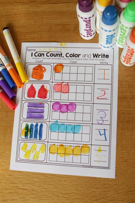 Count Color In The Ten Frame And Write The Number Ton