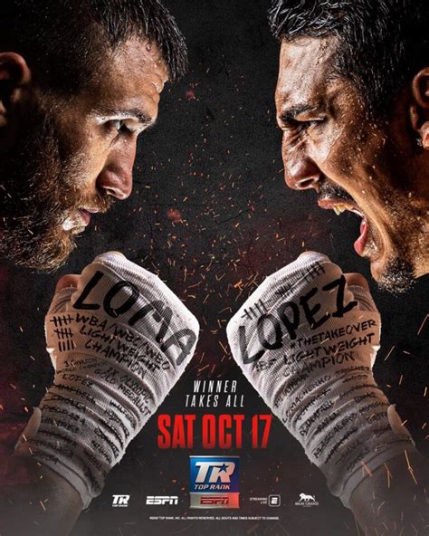 Vasily Lomachenko Vs Teofimo Lopez Fight Poster Looks Great Boxing