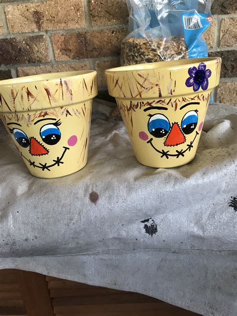 Scarecrow Clay Pot Crafts Flower Pot Crafts Painted Clay Pots