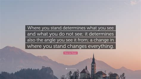 Steve De Shazer Quote “where You Stand Determines What You See And