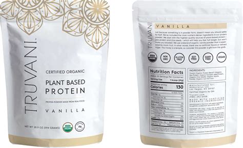 Organic Plant Based Vanilla Protein Powder Truvani