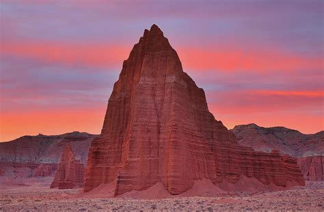 Temple Of The Sun And Moon At Sunrise At Capitol Reef National Park