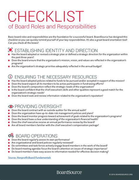 Provides leadership and oversight of all resource development strategies and activities. Roles and Responsibilities - BoardSource