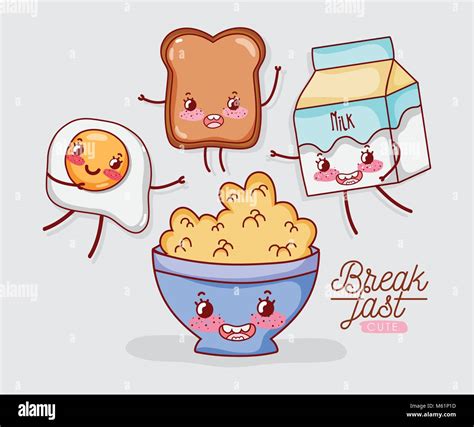 Cute Breakfast Kawaii Cartoons Stock Vector Image And Art Alamy
