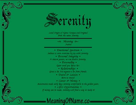 Serenity Meaning Of Name