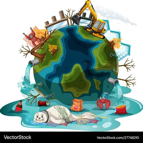 Poster Design With Pollutions On Earth Royalty Free Vector