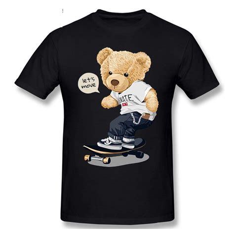 Personality Cartoon Skateboard Teddy Bear T Shirt Harajuku T Shirt