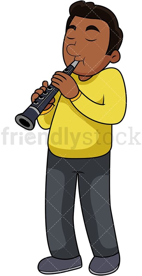 Black Guy Playing The Clarinet Cartoon Vector Clipart Friendlystock