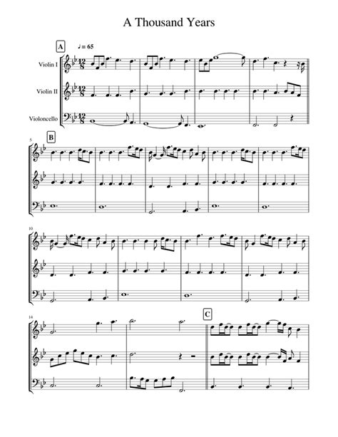 A Thousand Years Sheet Music For Violin Cello Download Free In Pdf