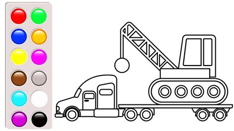 Crane truck coloring page is a good mix of education and fun. Crane truck and container coloring pages, Construction ...