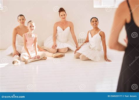 Ballet Dance And Teacher With Happy Students In A Group Of Dancing