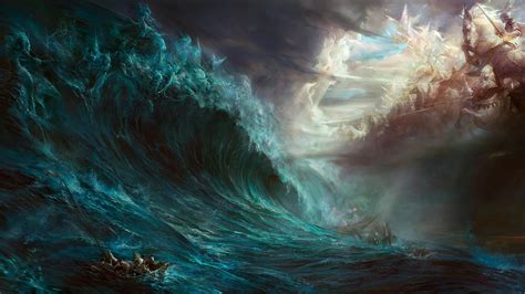 Wallpaper Boat Fantasy Art Sea Water War Artwork Storm Waves