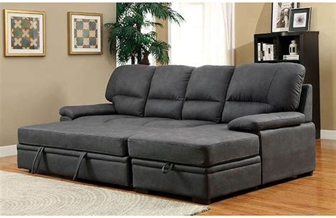 Furniture Of America Living Room Sectional With Sleeper Graphite