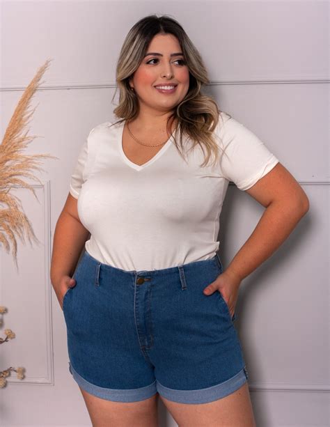 Shorts Jeans Plus Size Barra