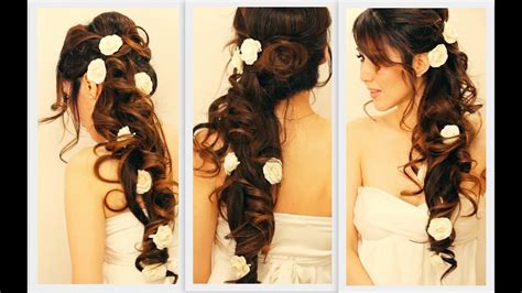 Elegant Side Swept Curls Wedding Prom Hairstyles Tutorial Curly