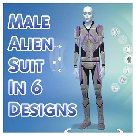 Mod The Sims Male Alien Suit In 6 Designs In 2020 Alien Suit Sims