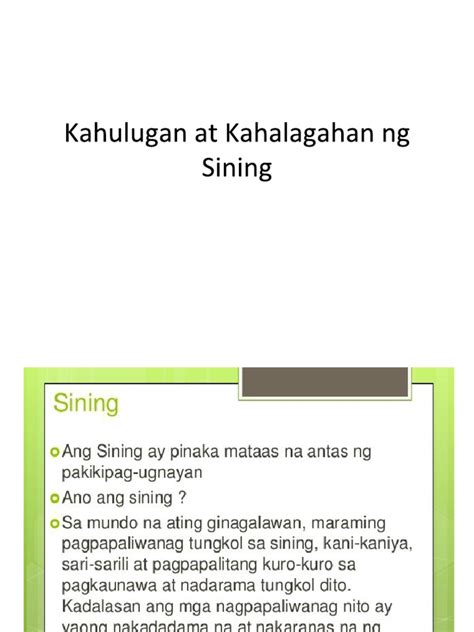 Kahulugan At Kahalagahan Ng Sining