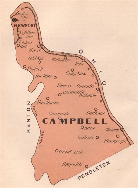 1889 Map Of Campbell County Kentucky