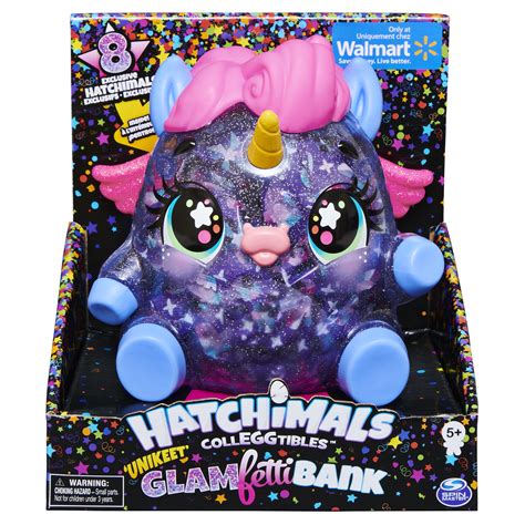 Hatchimals Colleggtibles Unikeet Glamfetti 5 Inch Tall Bank With 8