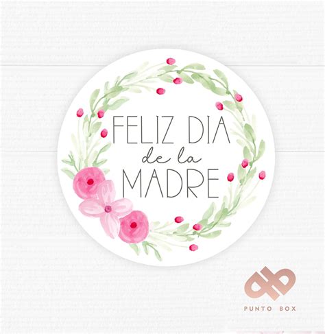 Printable Feliz Día De Las Madres Round Tag Favor Tag Pink Flowers