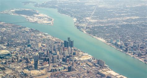 Detroit Windsor From Above Canada