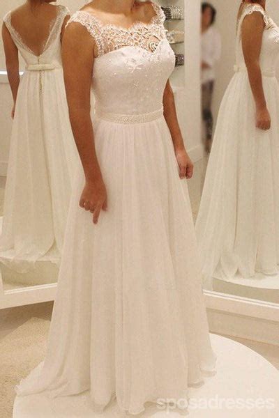 Cap Sleeve Lace Beach Wedding Dresses 2017 Chiffon Long Custom Weddin