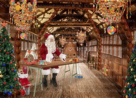 Santas Workshop Christmas Photography Backdrop Claus Etsy