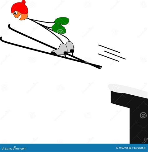 Stick Figure By Ski Jumping Stock Illustration Illustration Of