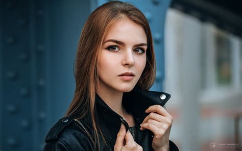 blonde simone borg jørgensen face portrait long hair 1080p women model leather jackets