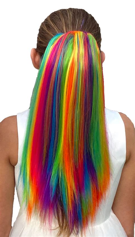 Girls Rainbow Highlights Ponytail Hair Extensions My Hair Popz