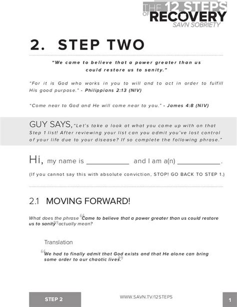 Aa Step Worksheet Step 1