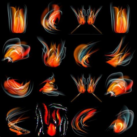 Set Of Burn Flame Fire Abstract Background Vector Stock Vector Image