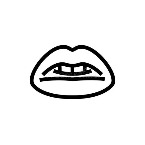 Lips Female Open Mouth Drawn By One Line Stock Vector Illustration