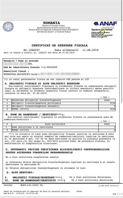 Certificat De Atestare Fiscala Spv
