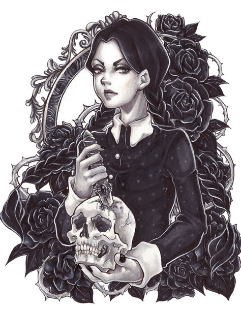 Wednesday Friday Addams Art Print By C Yen X Small Art Wednesday Addams Tattoo Horror Art