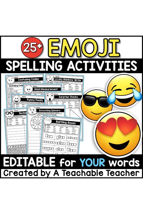 Editable Emoji Spelling Activities A Teachable Teacher