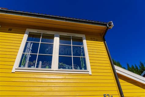 Window On Yellow House Wall Stock Image Image Of Exterior Building