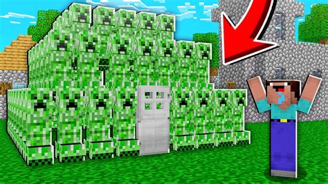 Minecraft Noob Vs Pro How Noob Build Creeper House 100 Trolling Mob