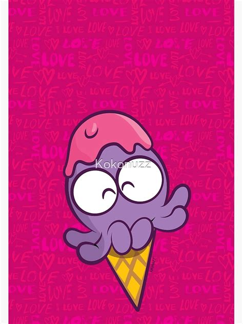 Kawaii Octopus Ice Cream Cone Cute Otto In Pink Love Art Print By