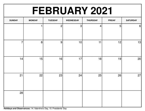 Oh, how refreshing it looks! February 2021 Calendar Printable With Holidays - Free ...