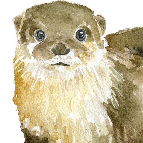 River Otter Watercolor Painting Giclee Reproduction Fine Art Etsy