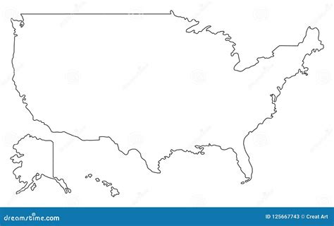 United States Of America Map Outline Vector Illustartionusa Map Stock